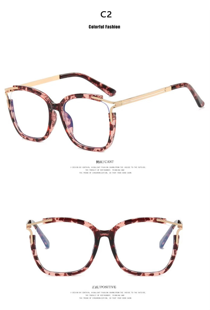 Women's Vintage Red Cat Eye Optical Frame Oversized Large Square TR 90 Frame