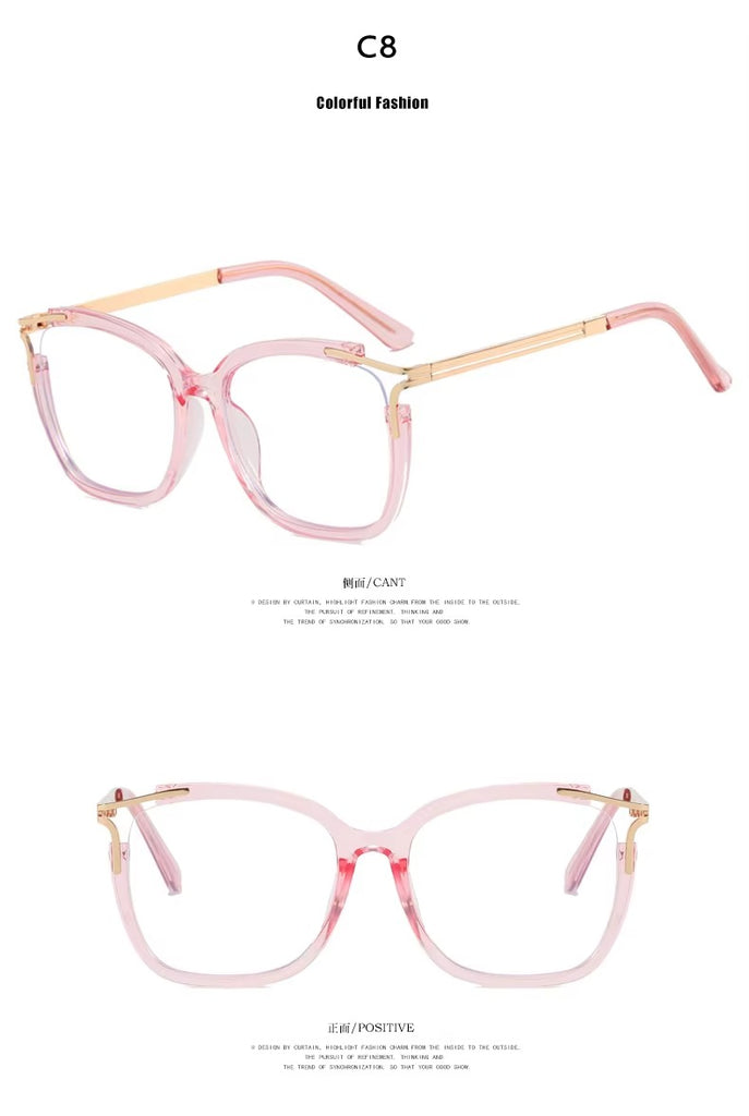 Women's Vintage Red Cat Eye Optical Frame Oversized Large Square TR 90 Frame