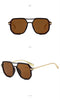 Fashion Double Bridge Retro UV 400 Protection Shades Oversized Square Pilot Sunglasses for Women