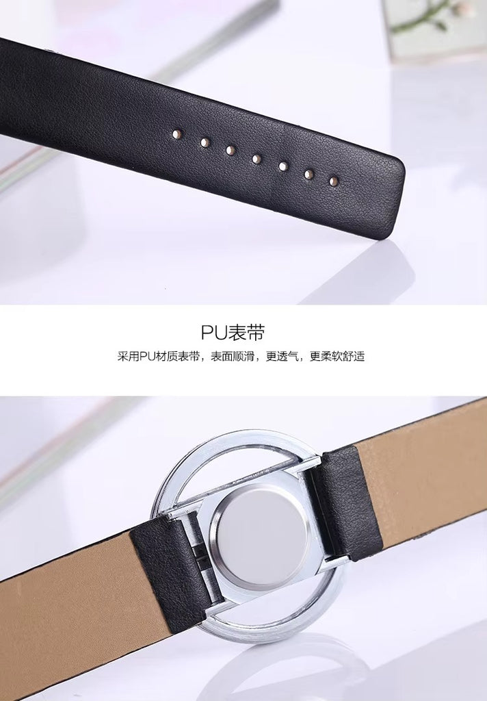 Fashion Simple Retro Ladies Sports Watch Unisex Luxury PU Transparent Hollow Quartz Casual Wrist Watch for Men