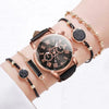Luxury 5 Pcs / Set Low MOQ Watch Necklaces Earrings Rings Bracelets Set Gift Women Round Pointer Quartz Watches for Ladies