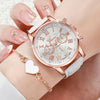 Luxury 5 Pcs / Set Low MOQ Watch Necklaces Earrings Rings Bracelets Set Gift Women Round Pointer Quartz Watches for Ladies