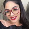 Women's Vintage Red Cat Eye Optical Frame Oversized Large Square TR 90 Frame