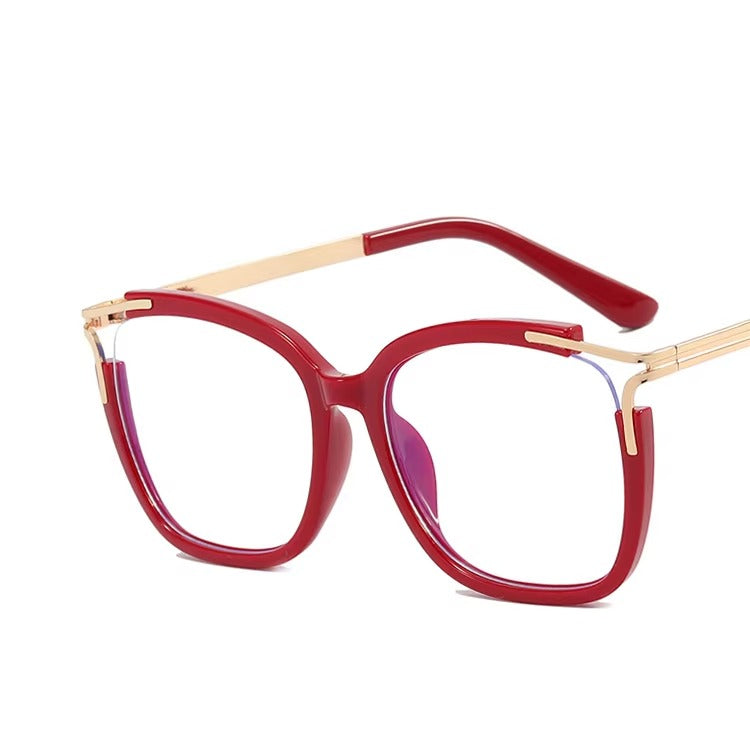 Women's Vintage Red Cat Eye Optical Frame Oversized Large Square TR 90 Frame