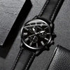 Fashion Black Men Set Casual Quartz Wrist Watches with Bracelet Chain Montres Homme Leather Band Wristwatch for Man Relojes