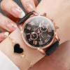 Luxury 5 Pcs / Set Low MOQ Watch Necklaces Earrings Rings Bracelets Set Gift Women Round Pointer Quartz Watches for Ladies